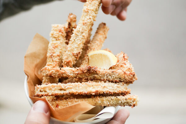 Bâtonnets de tofu au citron et parmesan