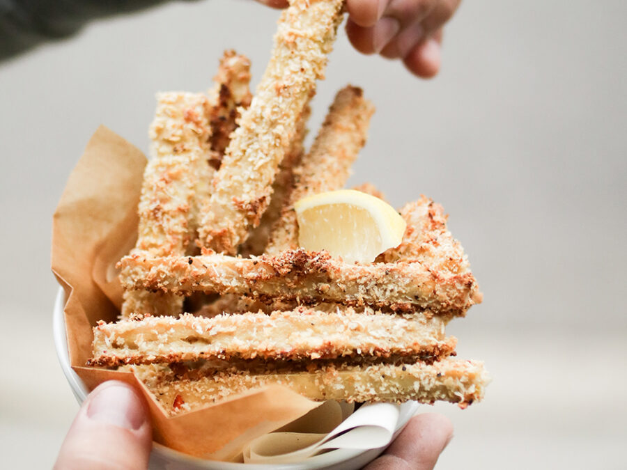 Bâtonnets de tofu au citron et parmesan