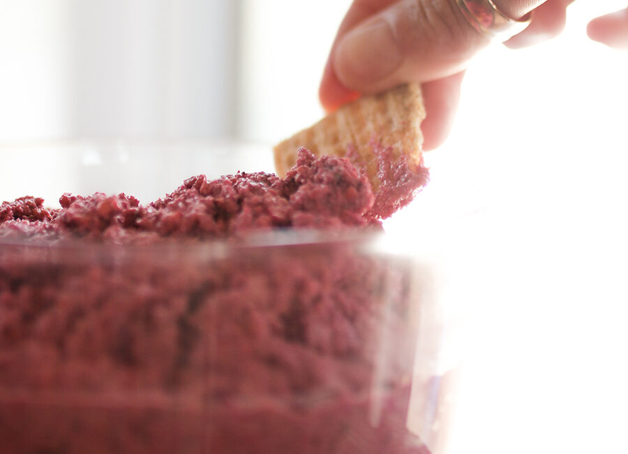 Jalapeño and beet tofu spread