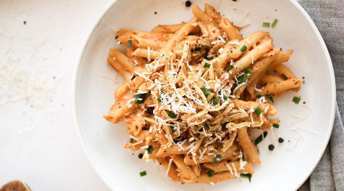 Pasta with Rosé Sauce and Lemony Tofu