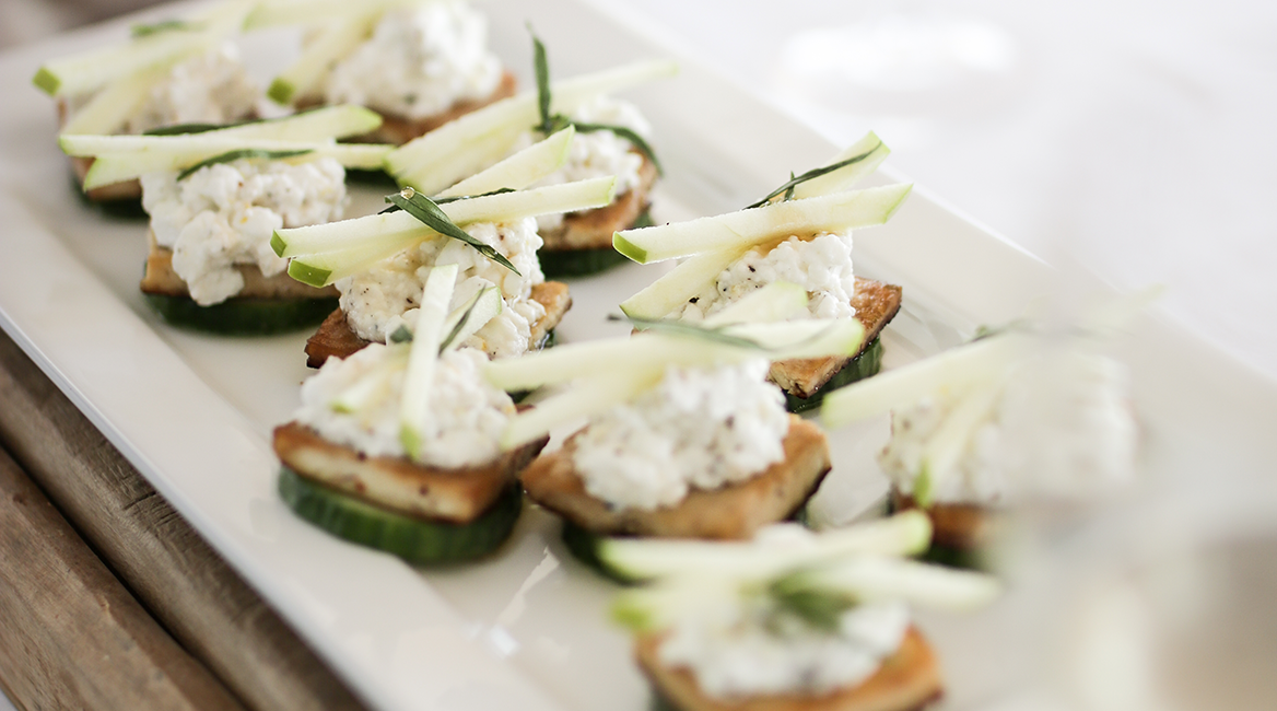 Crispy Cucumber, Green Apple, Tofu & Tarragon Bites