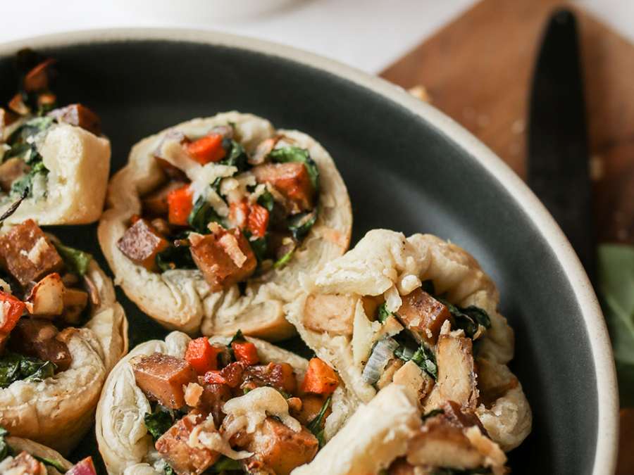 Mini tourtes aux épinards, butternut & tofu