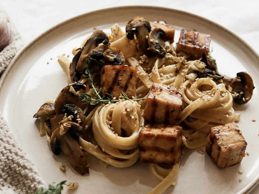 Linguines aux champignons & tofu