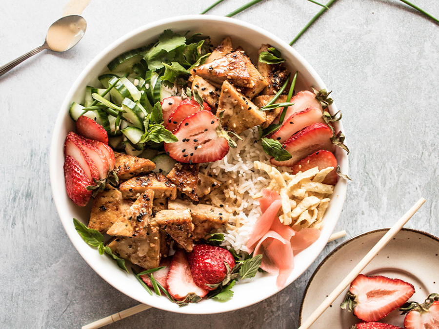 Tofu Bowl with Strawberries & Lemongrass Rice