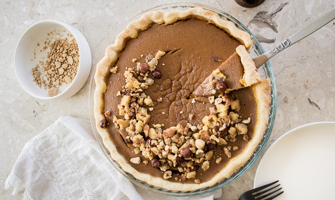 Autumn Spice Pumpkin Tart with Tofu Crumble