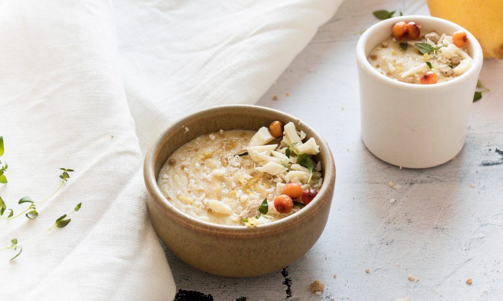 Pouding de tofu au citron & chocolat blanc