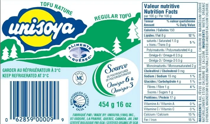 Emballage du tofu Unisoya, 1986